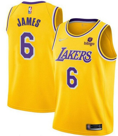 Men's Los Angeles Lakers #6 LeBron James Yellow Stitched Basketball Jersey